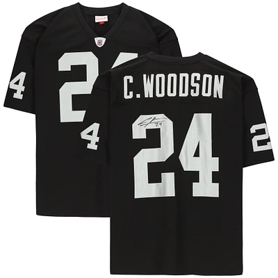 Maillot authentique Mitchell & Ness autographié par Charles Woodson Oakland Raiders