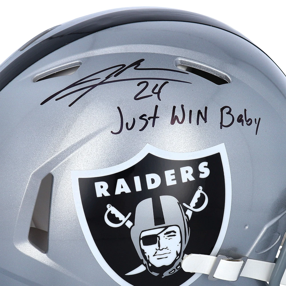 Charles Woodson Oakland Raiders Autographed Riddell Speed Authentic Helmet with "Just Win Baby" Inscription