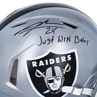 Charles Woodson Oakland Raiders Autographed Riddell Speed Authentic Helmet with "Just Win Baby" Inscription