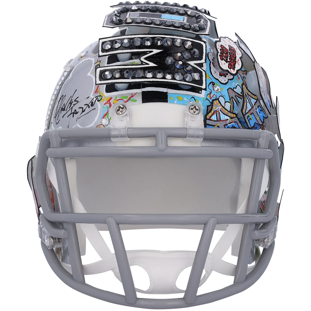 Charles Woodson Oakland Raiders Autographed Riddell Speed Mini Helmet - Art by Charles Fazzino - RG1331316