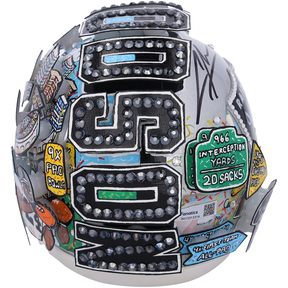 Charles Woodson Oakland Raiders Autographed Riddell Speed Mini Helmet - Art by Charles Fazzino - RG1331316