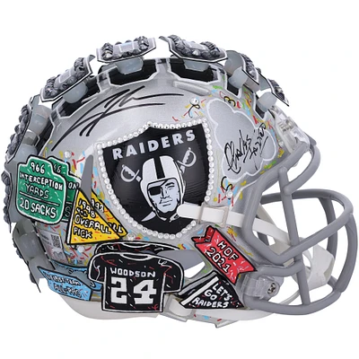 Charles Woodson Oakland Raiders Autographed Riddell Speed Mini Helmet - Art by Charles Fazzino - RG1331316