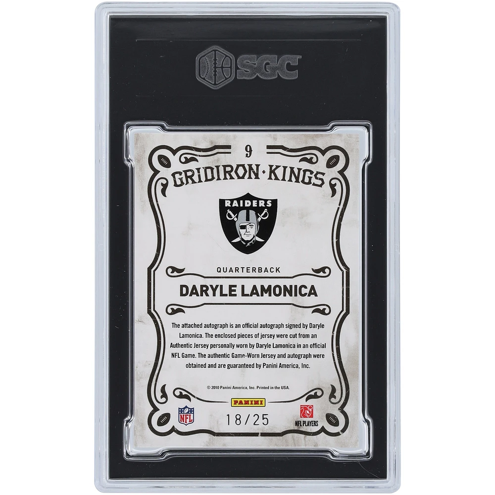 Daryle Lamonica Oakland Raiders Autographed 2010 Panini Threads Gridiron Kings #9 #18/25 SGC Authenticated 9.5/10 Card