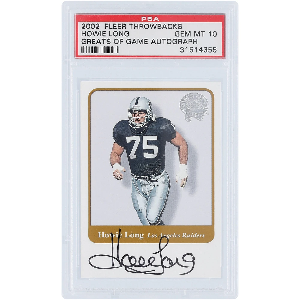 Howie Long Oakland Raiders Autographed 2002 Fleer Throwbacks Greats of the Game #HL PSA Authenticated 10 Card 