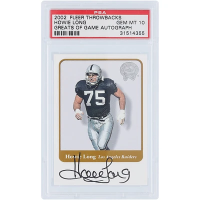 Howie Long Oakland Raiders Autographed 2002 Fleer Throwbacks Greats of the Game #HL PSA Authenticated 10 Card 