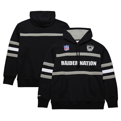 Men's  Black Oakland Raiders Gridiron Classics Vintage Logo Head Coach Fleece Pullover Hoodie