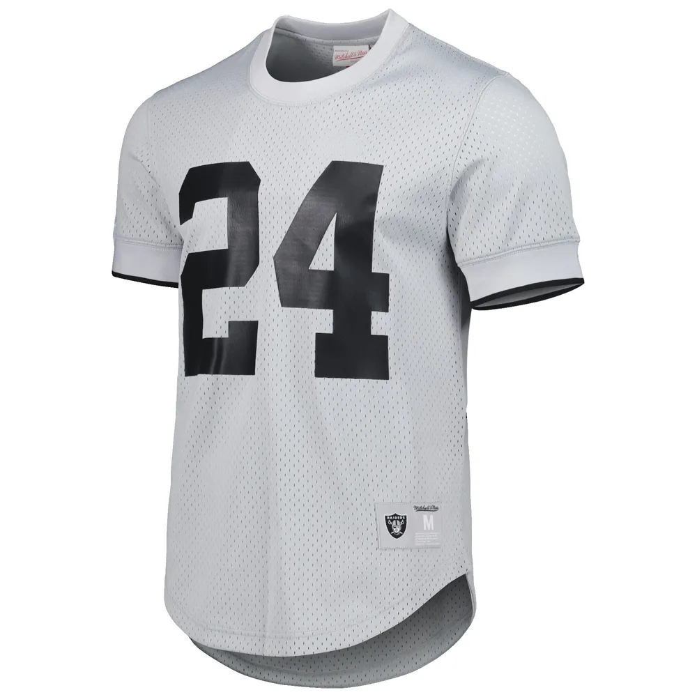 Mitchell & Ness Charles Woodson pour hommes, gris, Oakland Raiders, nom et numéro du joueur retraité, haut en maille