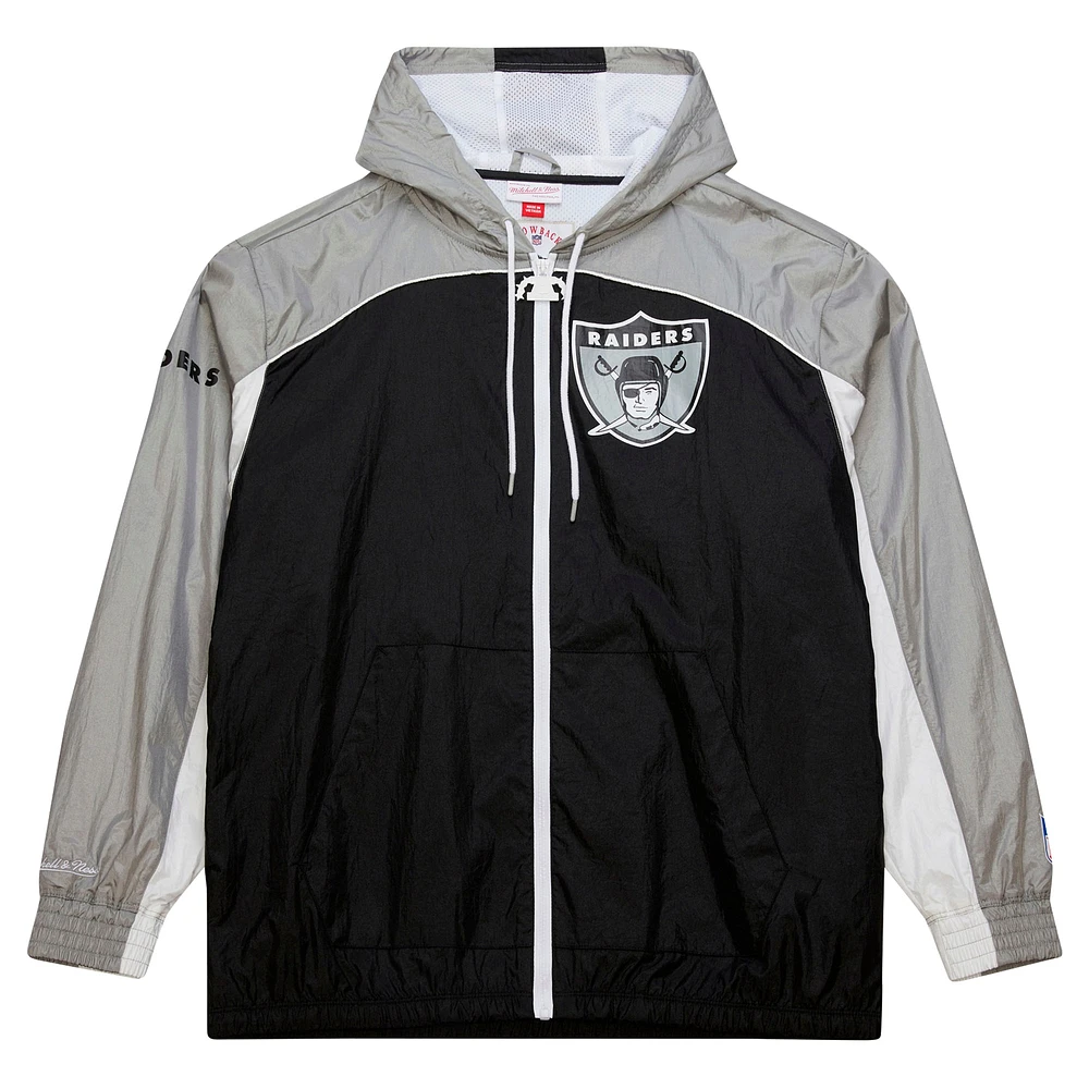 Men's Mitchell & Ness White Oakland Raiders Big Shot Premium Full-Zip Windbreaker