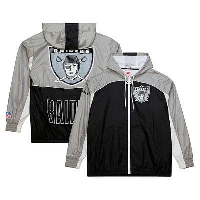 Coupe-vent entièrement zippé de qualité supérieure Big Shot des Oakland Raiders Mitchell & Ness pour homme