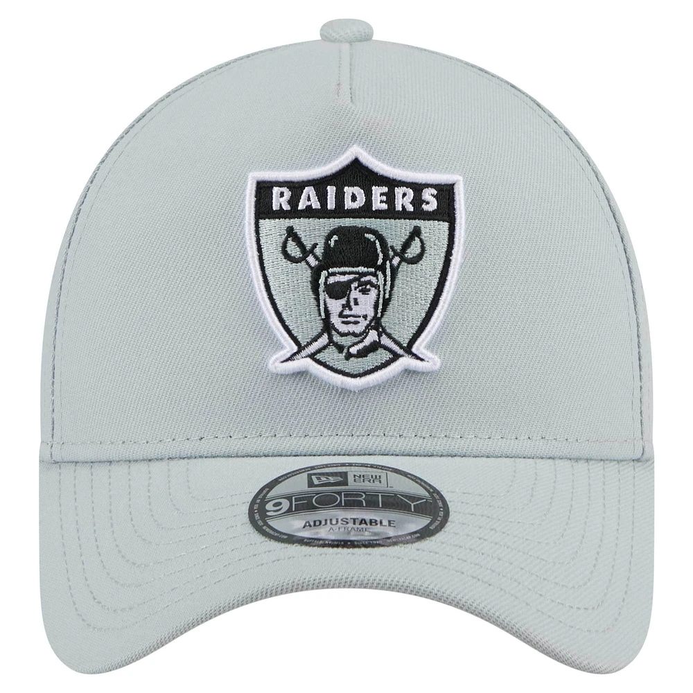 Men's New Era  Gray Oakland Raiders Gridiron Classics A-Frame 9FORTY Adjustable Hat