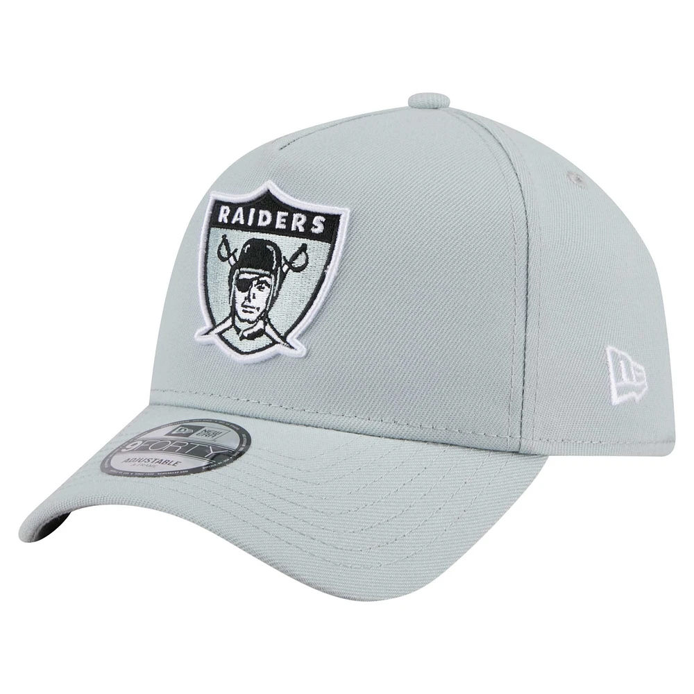 Men's New Era  Gray Oakland Raiders Gridiron Classics A-Frame 9FORTY Adjustable Hat