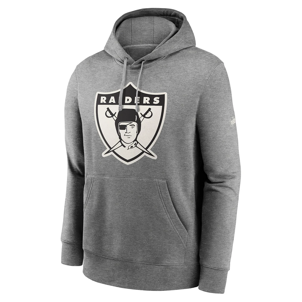 Men's Nike Heathered Gray Oakland Raiders Rewind Club Fleece Pullover Hoodie