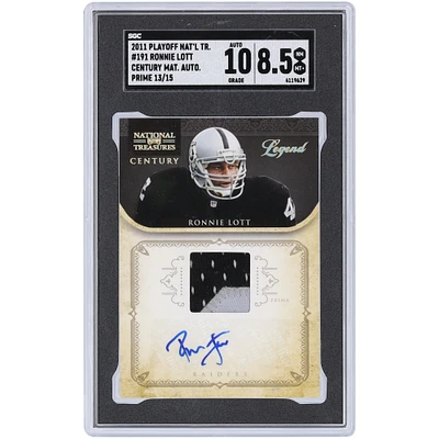 Ronnie Lott Oakland Raiders Autographed 2011 Playoff National Treasures Dual-Color Relic #191 #13/15 SGC Authenticated 8.5/10 Card 