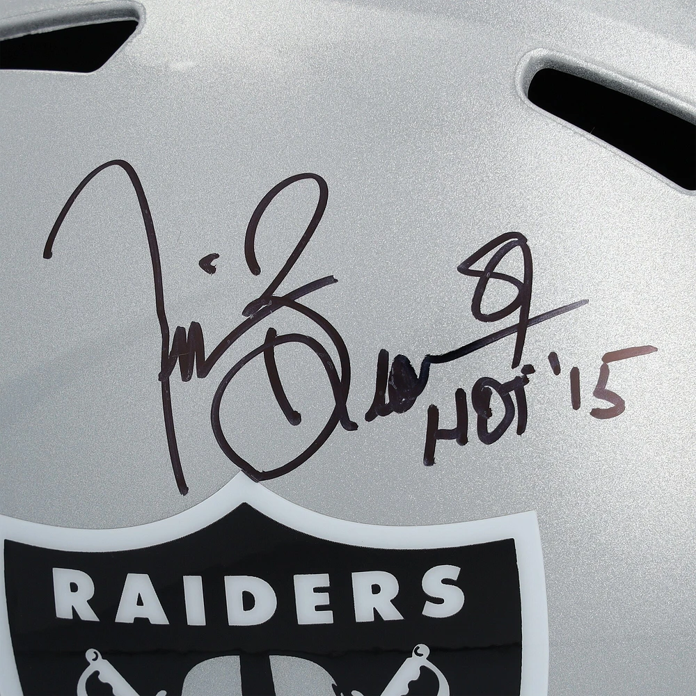 Tim Brown Oakland Raiders Autographed Riddell Speed Replica Helmet with "HOF 15" Inscription