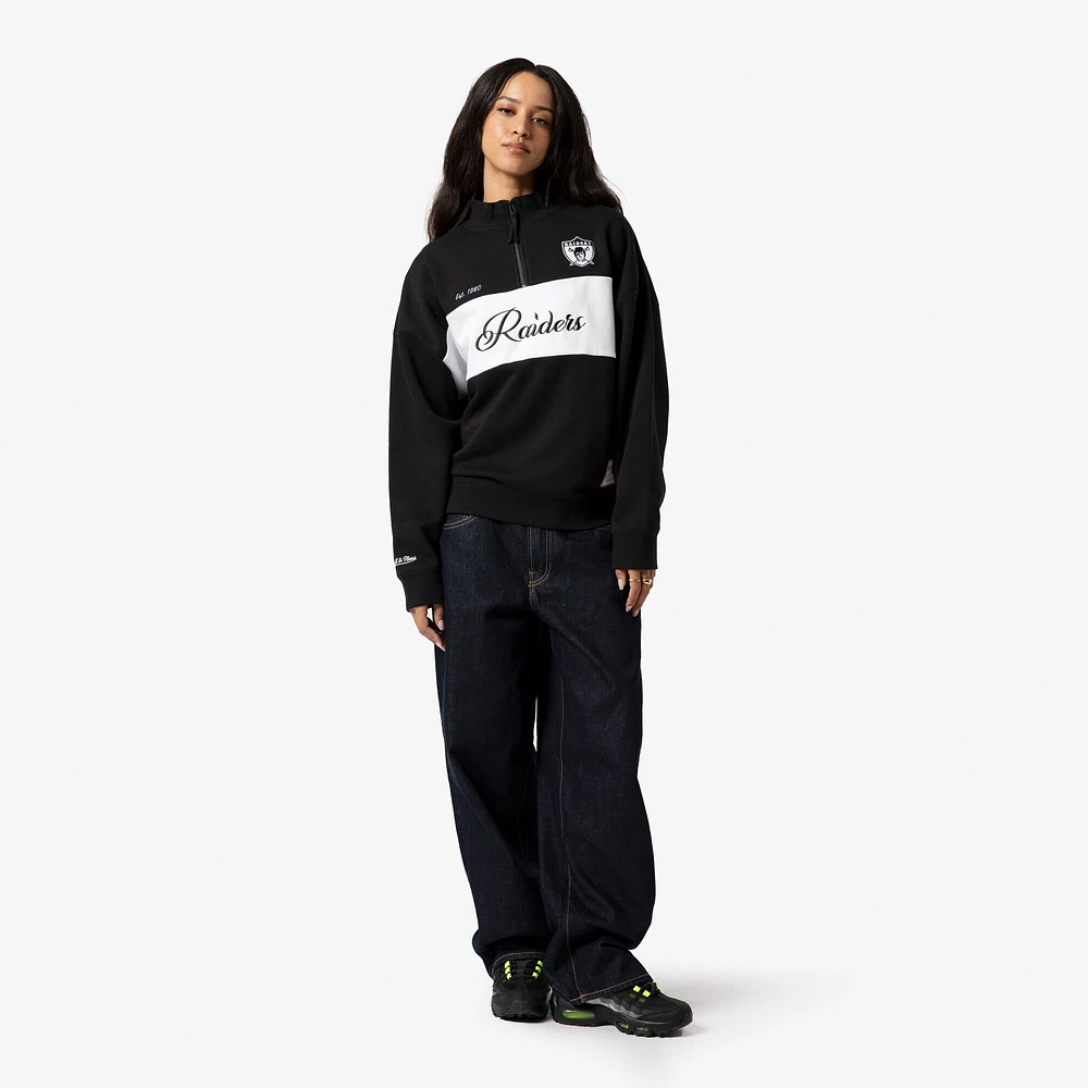 Women's Mitchell & Ness Black Oakland Raiders Quarter-Zip Jacket
