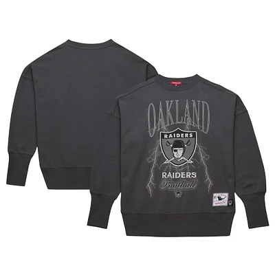 Women's Mitchell & Ness Charcoal Oakland Raiders Distressed Logo 4.0 Pullover Sweatshirt