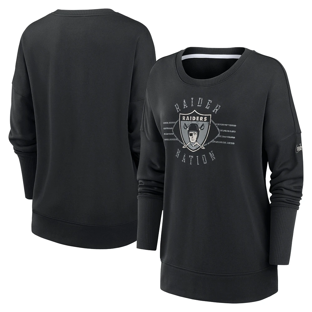 Sweat-shirt Nike Las Vegas Raiders Rewind Playback Performance Icon pour femme, noir