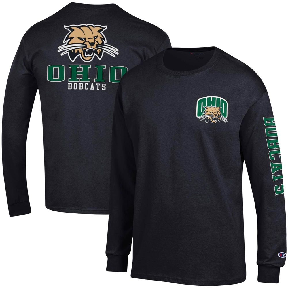 Men's Champion Black Ohio Bobcats Team Stack Long Sleeve T-Shirt