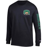 Men's Champion Black Ohio Bobcats Team Stack Long Sleeve T-Shirt