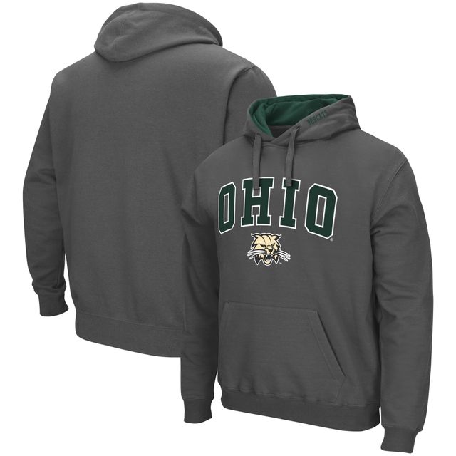 Chandail à capuchon Colosseum Charcoal Ohio Bobcats Arch and Logo pour hommes