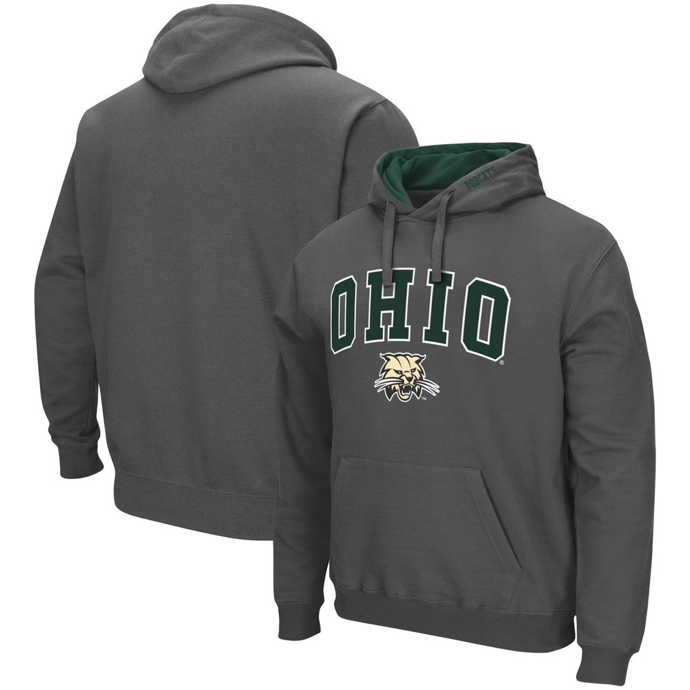 Men's Colosseum Charcoal Ohio Bobcats Arch and Logo Pullover Hoodie