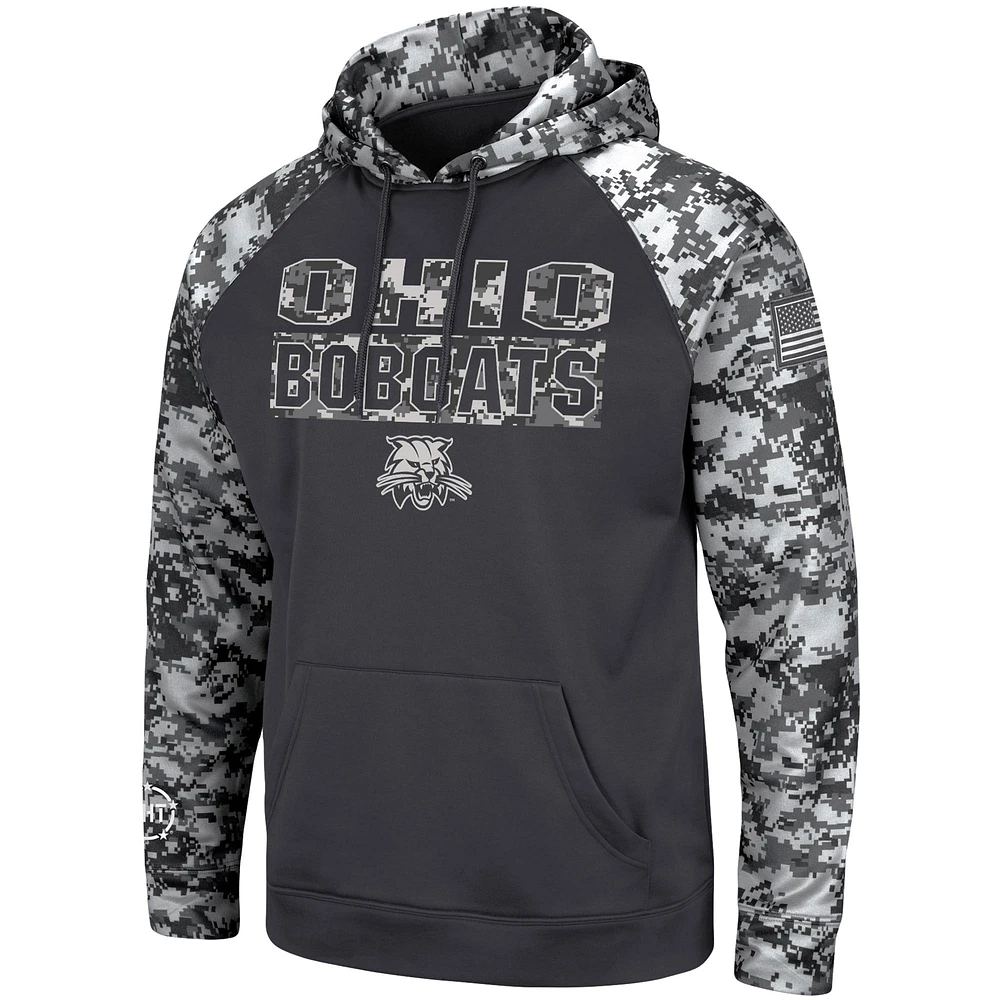 Sweat à capuche Colosseum Charcoal Ohio Bobcats OHT Military Appreciation Digital Camo pour homme