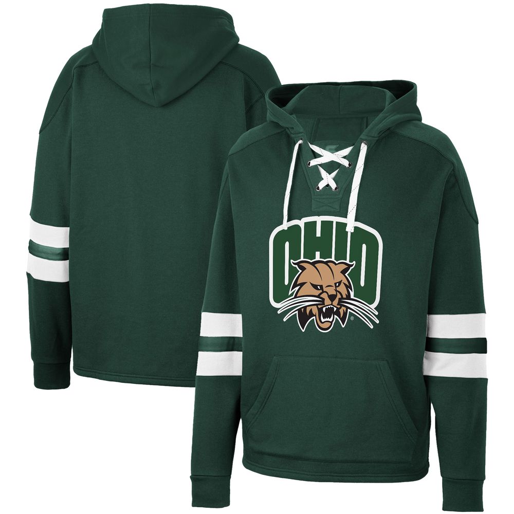 Men's Colosseum Green Ohio Bobcats Lace-Up 4.0 Pullover Hoodie