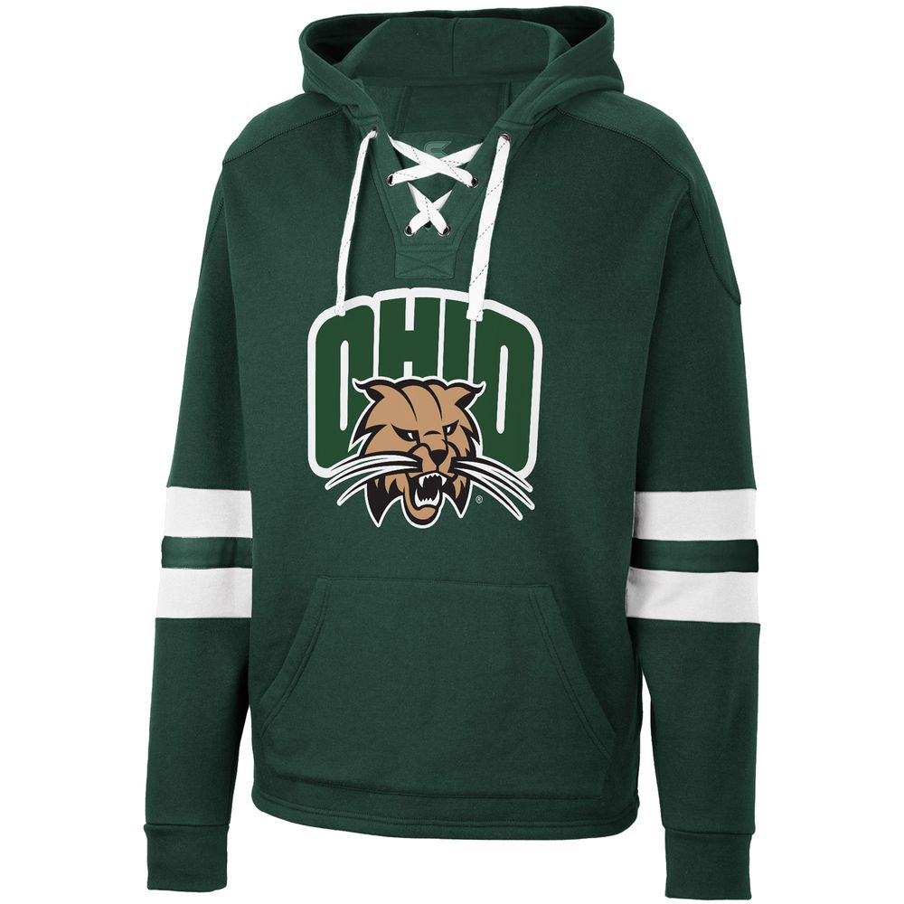 Men's Colosseum Green Ohio Bobcats Lace-Up 4.0 Pullover Hoodie