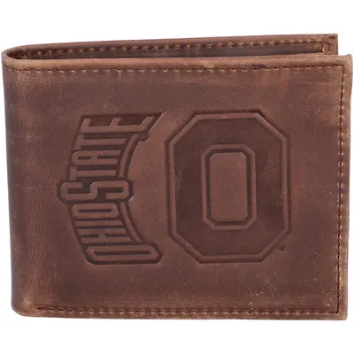 Ohio State Buckeyes Bifold Leather Wallet - Brown