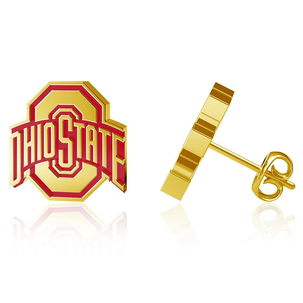 Dayna Designs Ohio State Buckeyes Boucles d'oreilles en émail plaqué or