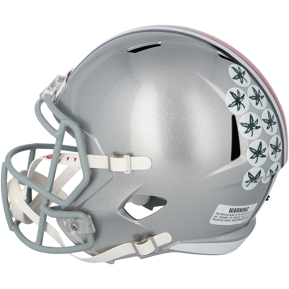 Emeka Egbuka Ohio State Buckeyes Autographed 2024 College Football Playoff National Champions Logo Riddell Speed Replica Helmet with "24 CFP Champs" Inscription