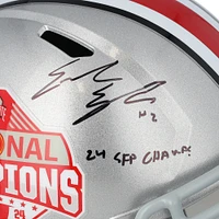 Emeka Egbuka Ohio State Buckeyes Autographed 2024 College Football Playoff National Champions Logo Riddell Speed Replica Helmet with "24 CFP Champs" Inscription