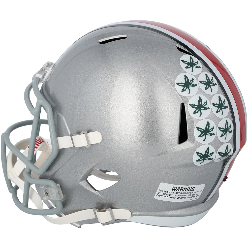 Emeka Egbuka Ohio State Buckeyes Autographed 2024 College Football Playoff National Champions Logo Riddell Speed Replica Helmet