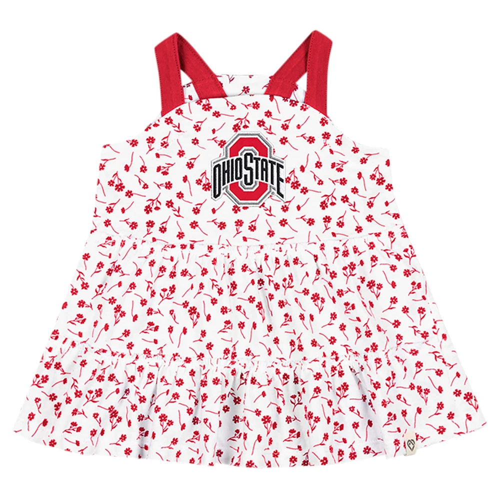 Girls Infant Colosseum White Ohio State Buckeyes Robin Floral Dress