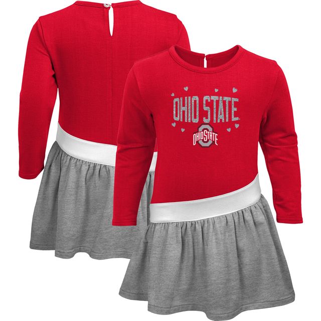 Robe en molleton français écarlate/gris chiné Ohio State Buckeyes pour fille