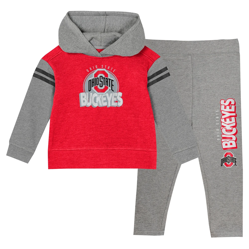 Girls Juvenile Scarlet Ohio State Buckeyes Preschool Clubhouse Pullover Hoodie & Legging Set