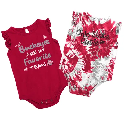 Ohio State Buckeyes Colosseum Girls Newborn & Infant Two Bits Two-Pack Bodysuit Set - Scarlet