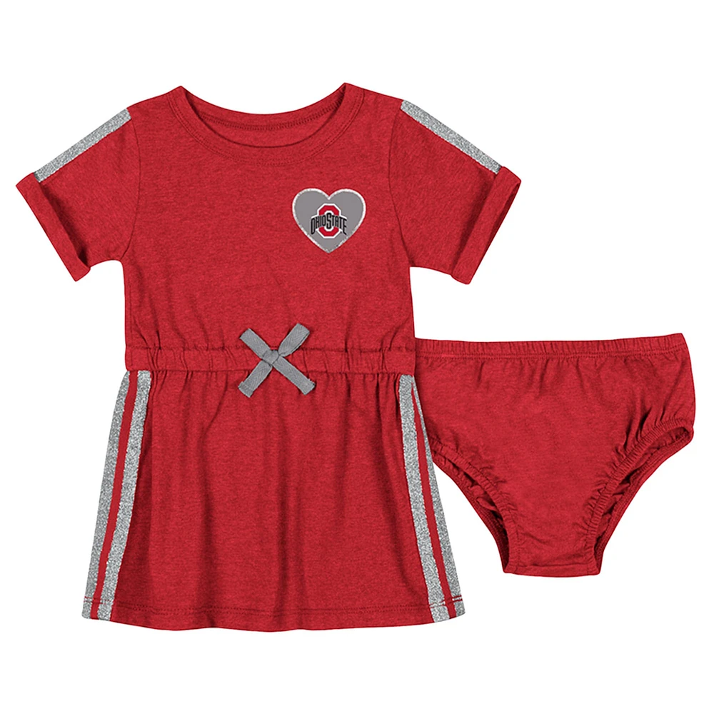 Ensemble robe et bloomer Xur pour nouveau-né bébé fille Colosseum Scarlet Ohio State Buckeyes