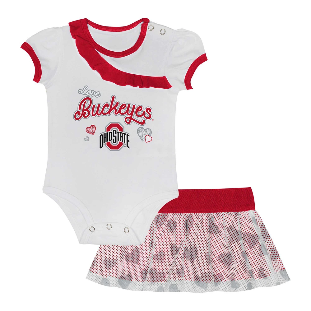 Ensemble body et jupe deux pièces Love My Team pour nouveau-né bébé fille Ohio State Buckeyes