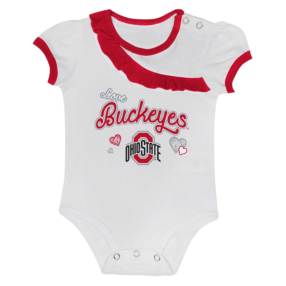 Girls Newborn & Infant Ohio State Buckeyes Two-Piece Love My Team Bodysuit Skirt Set