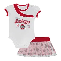 Girls Newborn & Infant Ohio State Buckeyes Two-Piece Love My Team Bodysuit Skirt Set