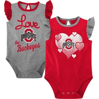 Girls Newborn & Infant Scarlet/Gray Ohio State Buckeyes Spread the Love 2-Pack Bodysuit Set