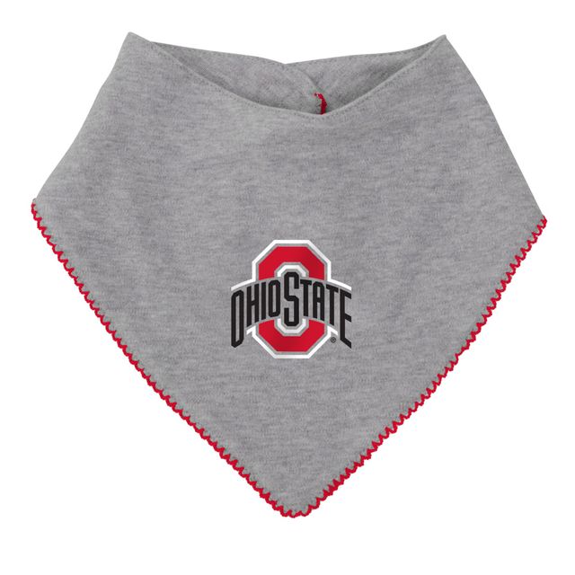 Ensemble bavoir et chaussons pour nouveau-né bébé Scarlet/Heather Grey Ohio State Buckeyes All The Love