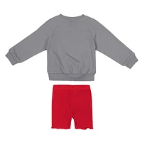 Girls Toddler Colosseum  Gray/Scarlet Ohio State Buckeyes Beta Fleece Sweatshirt and Shorts Set