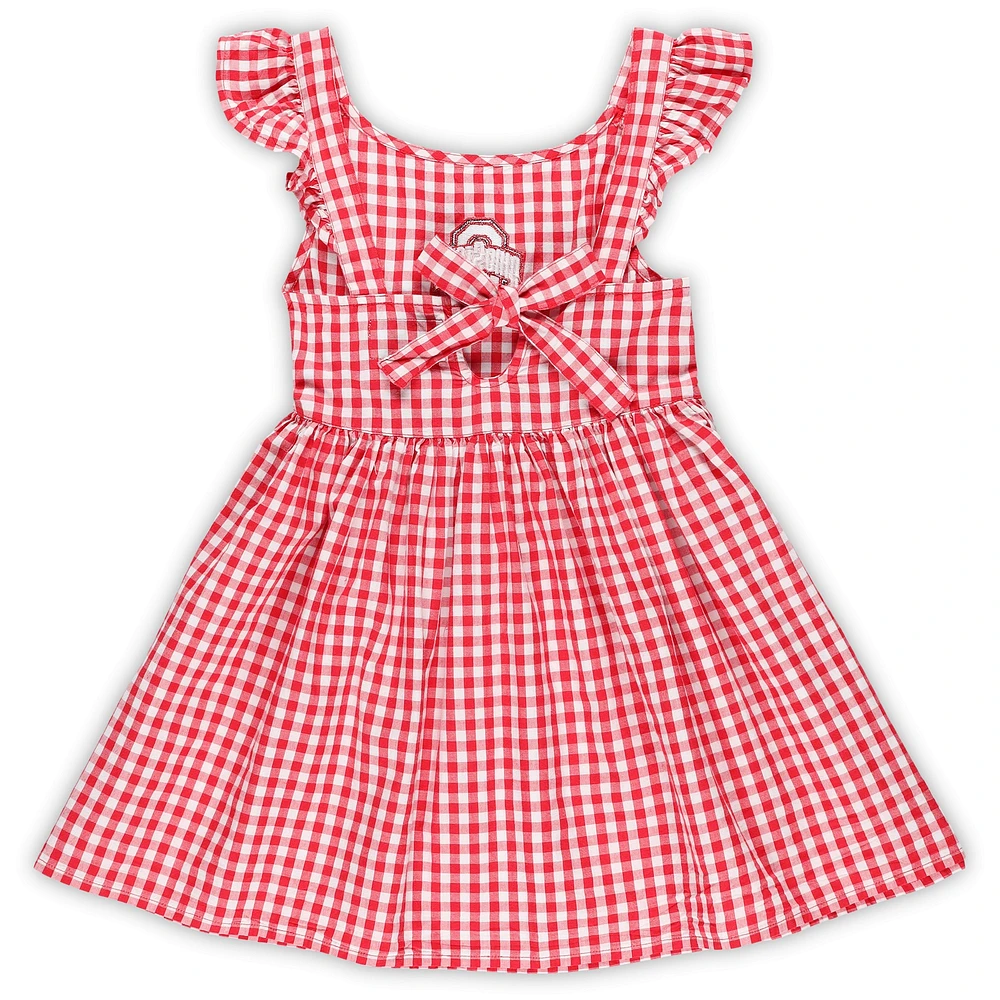 Robe à carreaux Scarlet Ohio State Buckeyes Constance pour petites filles