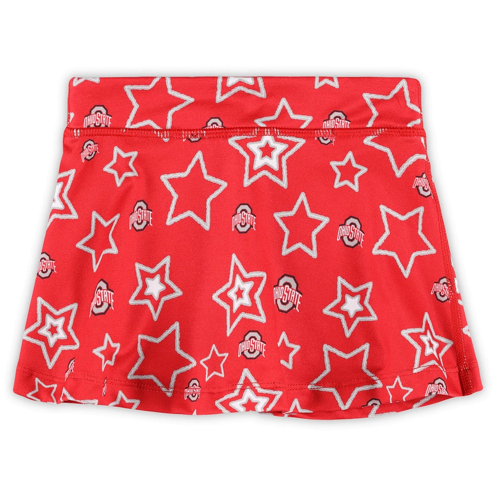 Girls Toddler ZooZatz Scarlet Ohio State Buckeyes Star Flowy Skort