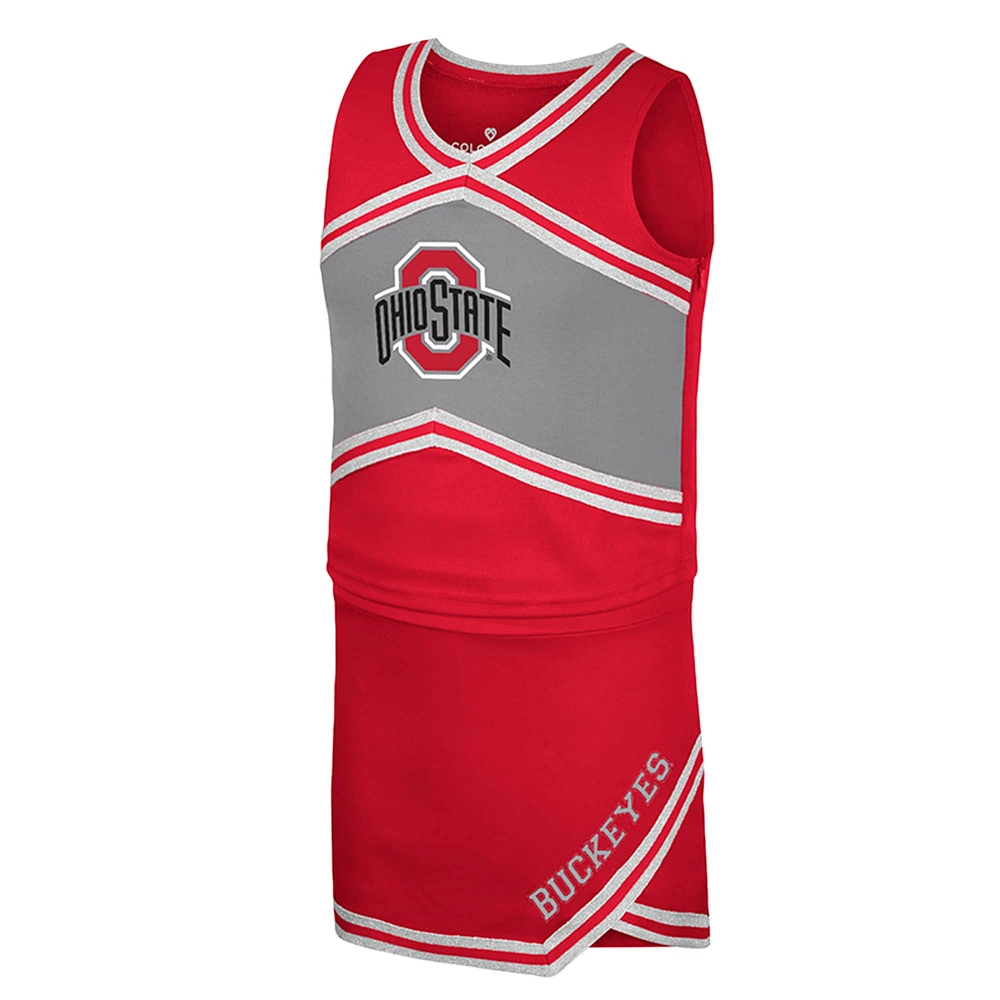 Ensemble haut et jupe de pom-pom girl pour filles du Colosseum Scarlet Ohio State Buckeyes