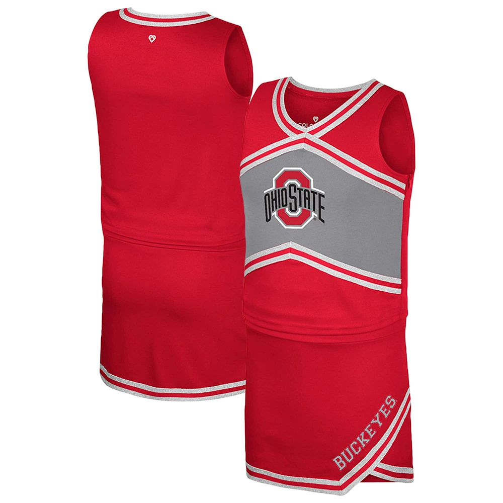 Ensemble haut et jupe de pom-pom girl pour filles du Colosseum Scarlet Ohio State Buckeyes