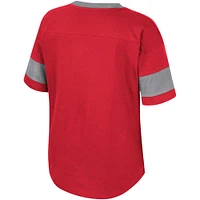 T-shirt à col en V noué sur le devant pour filles Colosseum Scarlet Ohio State Buckeyes Tomika