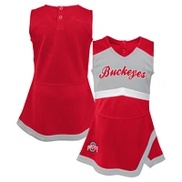 Robe pull capitaine des pom-pom girls Scarlet Ohio State Buckeyes pour jeunes filles